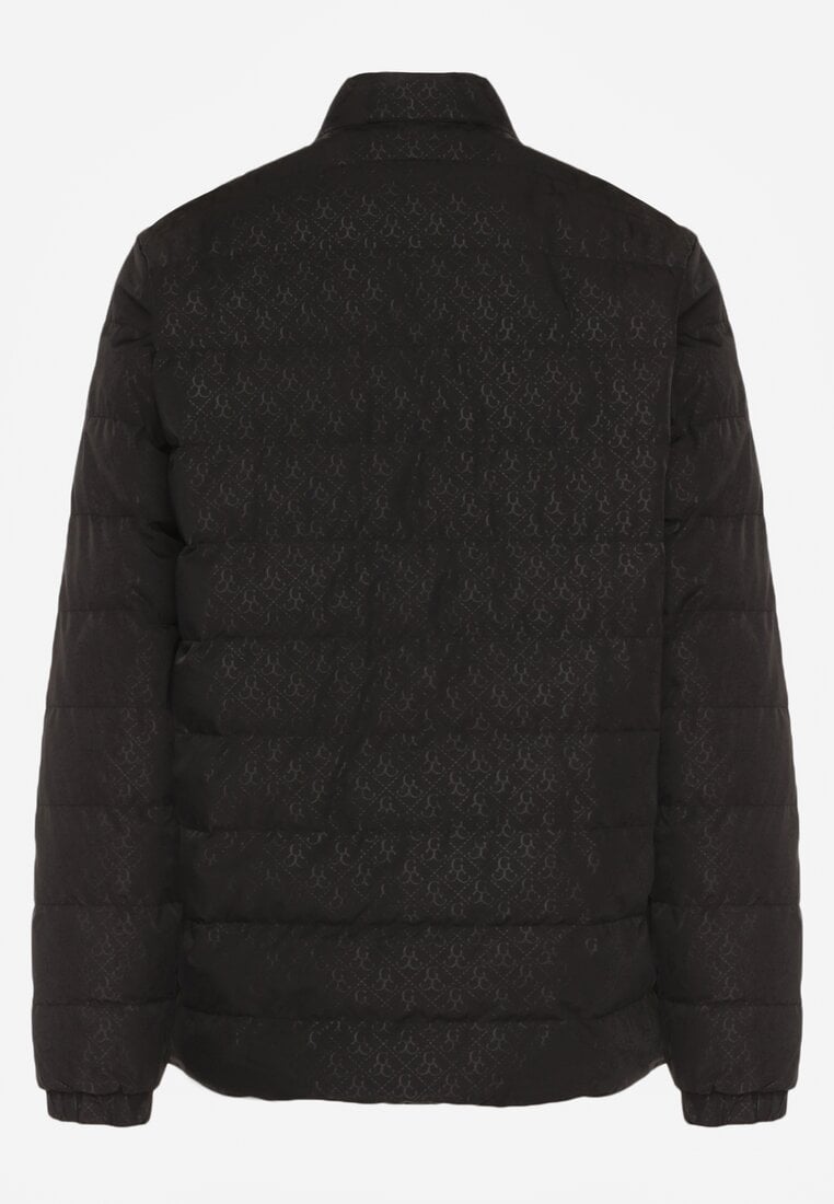 Czarna Pikowana Kurtka ze Stójką i Futrzaną Podszewką Silwedea