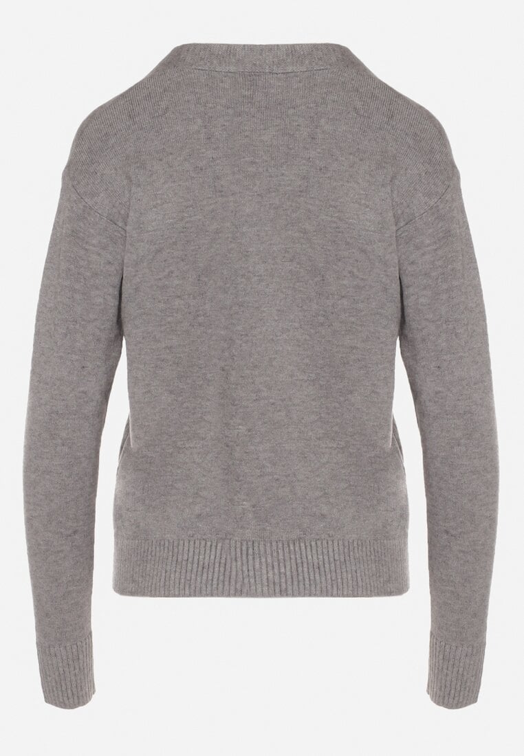 Szary Rozpinany Kardigan w Kropki Tusvanea