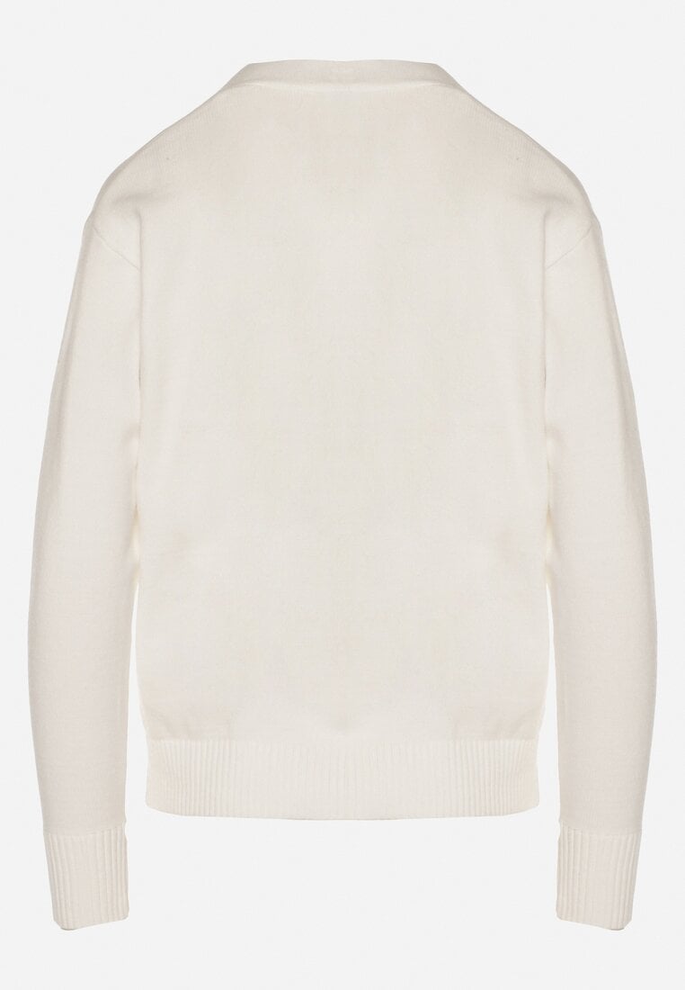 Biały Rozpinany Kardigan w Kropki Tusvanea