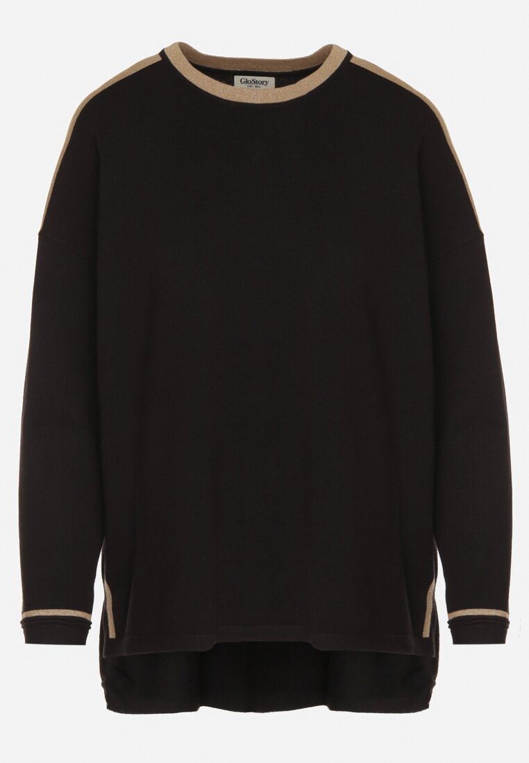 Czarny Sweter z Bawełną i Metaliczną Nicią Tusima