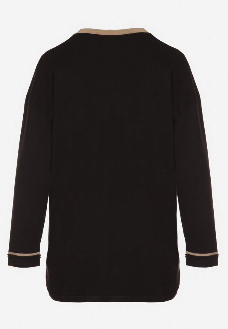 Czarny Sweter z Bawełną i Metaliczną Nicią Tusima