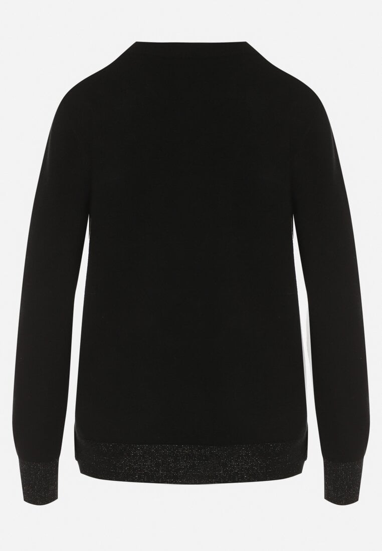 Czarny Sweter z Guzikami z Boku Tusiana