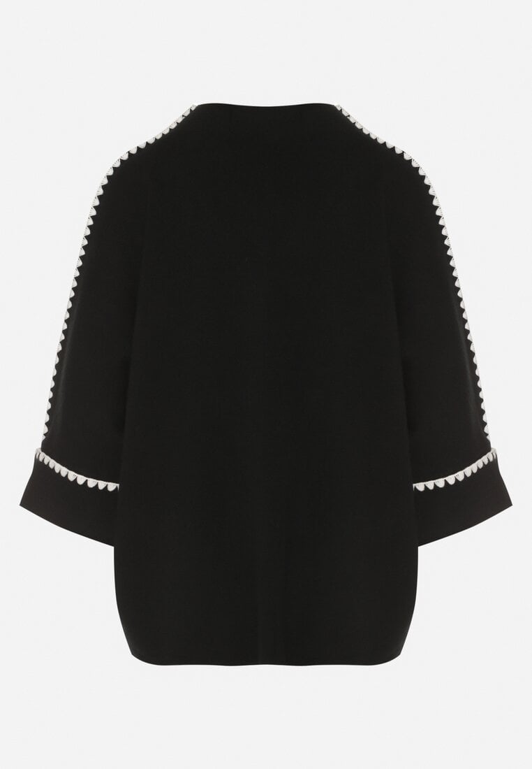 Czarny Sweter z Kontrastową Lamówką Tuselle