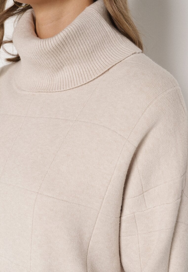 Pulover pe gât Bej