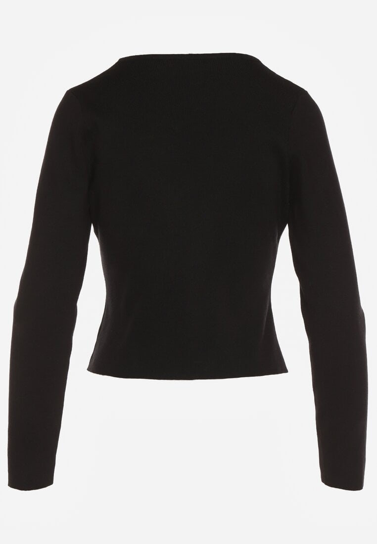 Czarny Sweter z Wiskozą Ozdobiony Guzikami Zetisae