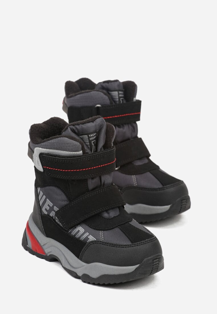 Szare Wodoodporne Śniegowce z Ozdobnym Napisem z Boku Linsara