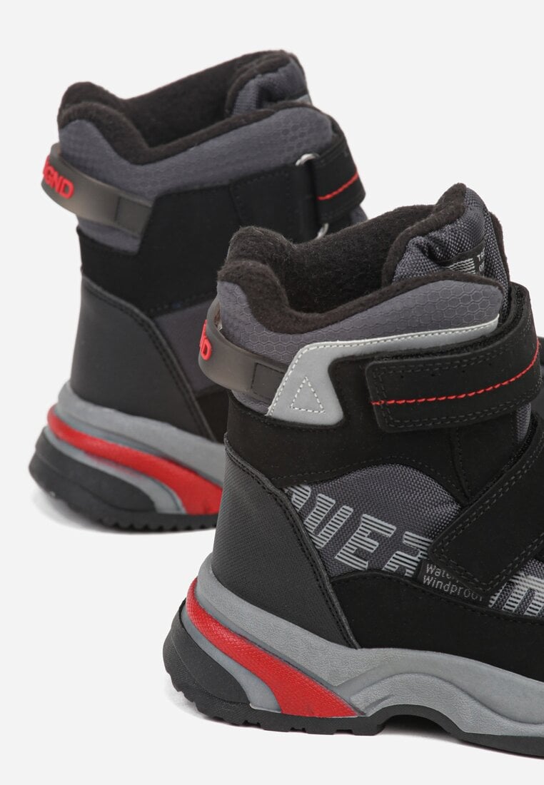 Szare Wodoodporne Śniegowce z Ozdobnym Napisem z Boku Linsara