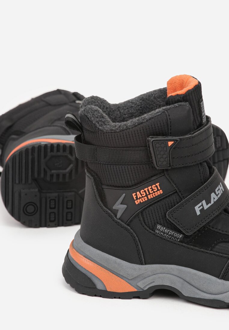 Czarne Wodoodporne Śniegowce Ozdobione Napisami Monessave