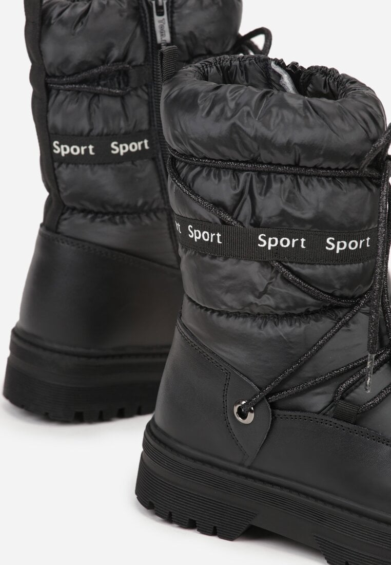 Czarne Pikowane Śniegowce z Oryginalnym Wiązaniem Zetilde