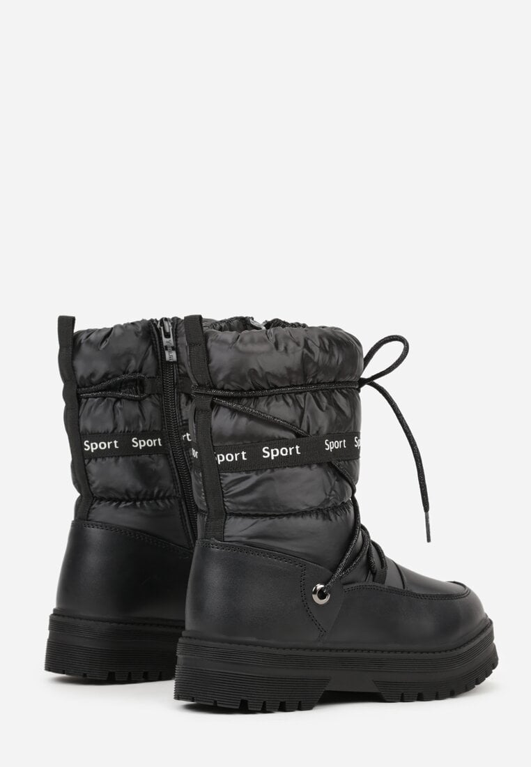 Czarne Pikowane Śniegowce z Oryginalnym Wiązaniem Zetilde