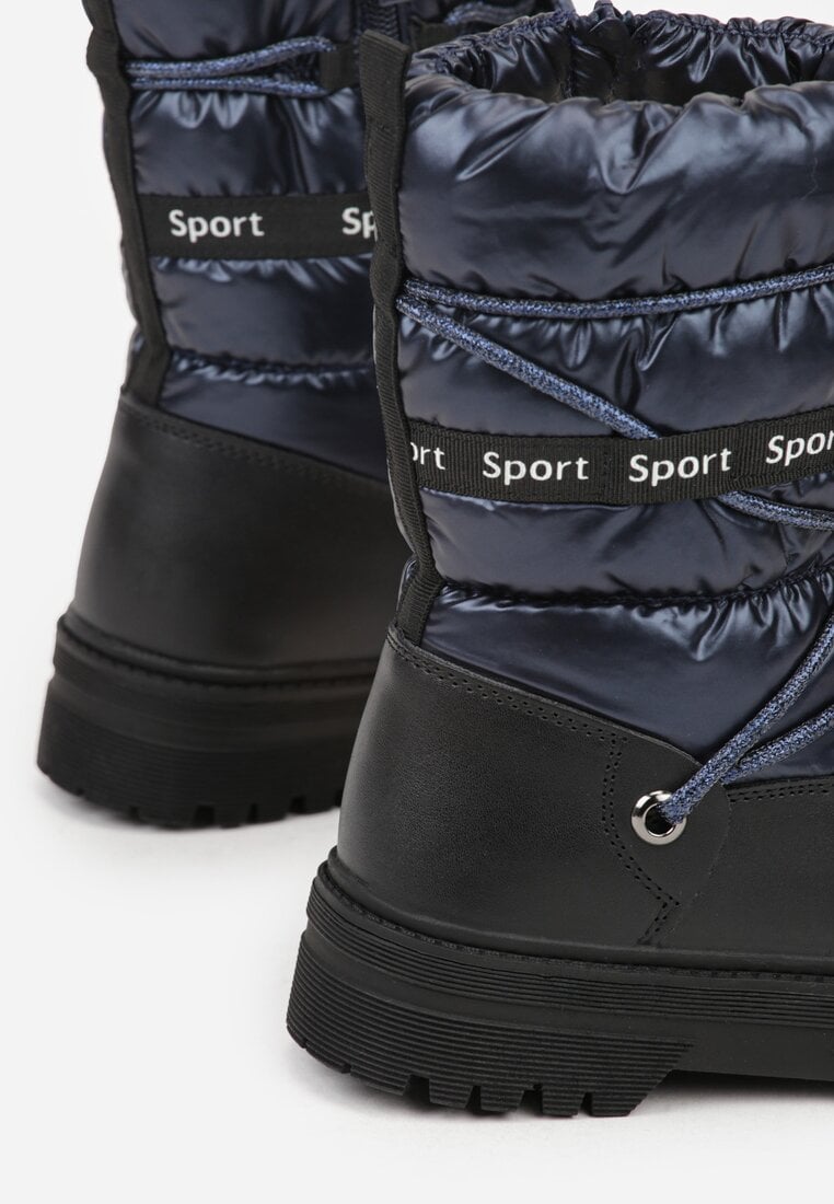 Granatowe Pikowane Śniegowce z Oryginalnym Wiązaniem Zetilde