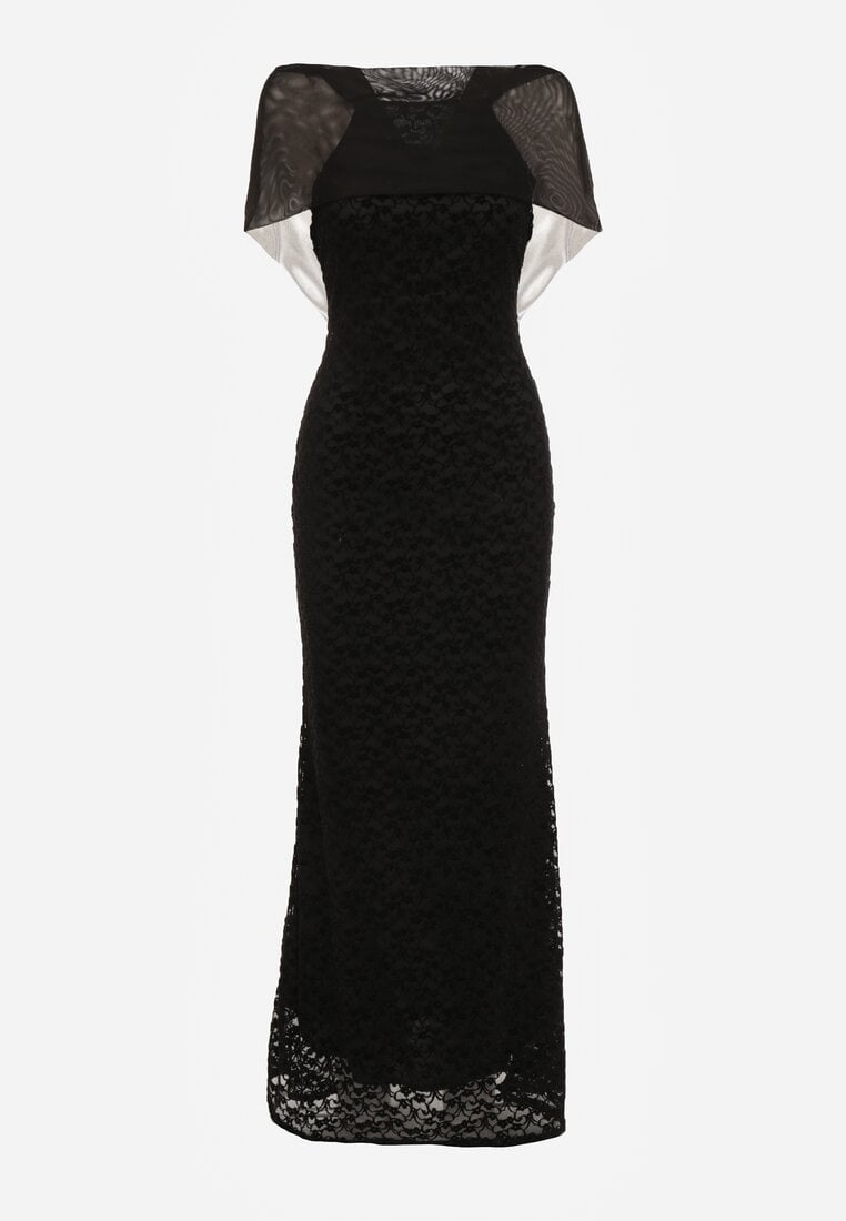 Czarna Asymetryczna Sukienka z Falbaną Nawedina