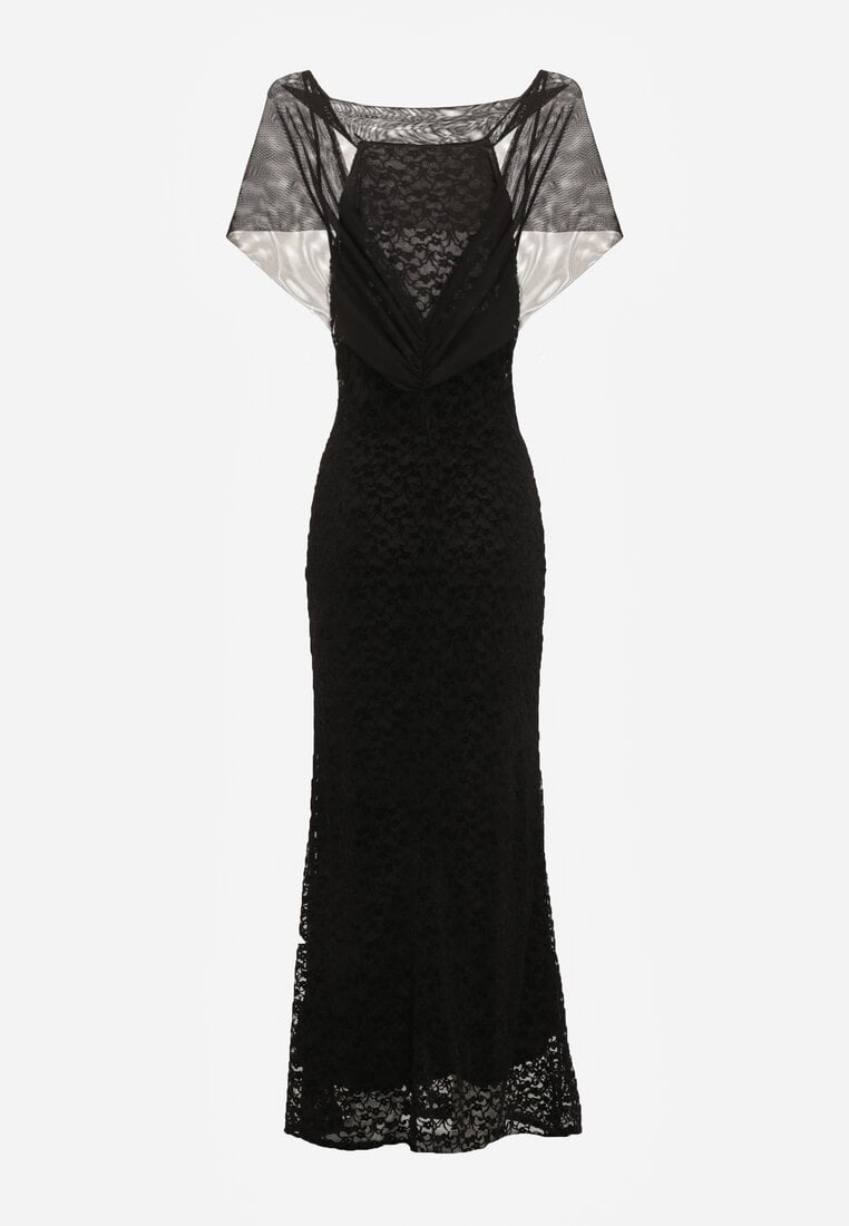 Czarna Asymetryczna Sukienka z Falbaną Nawedina