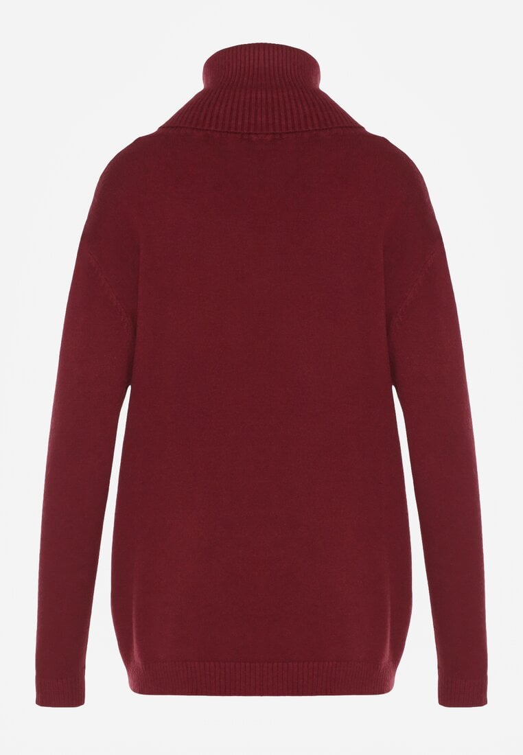 Bordowy Sweter z Golfem i Dodatkiem Kaszmiru Rorizia
