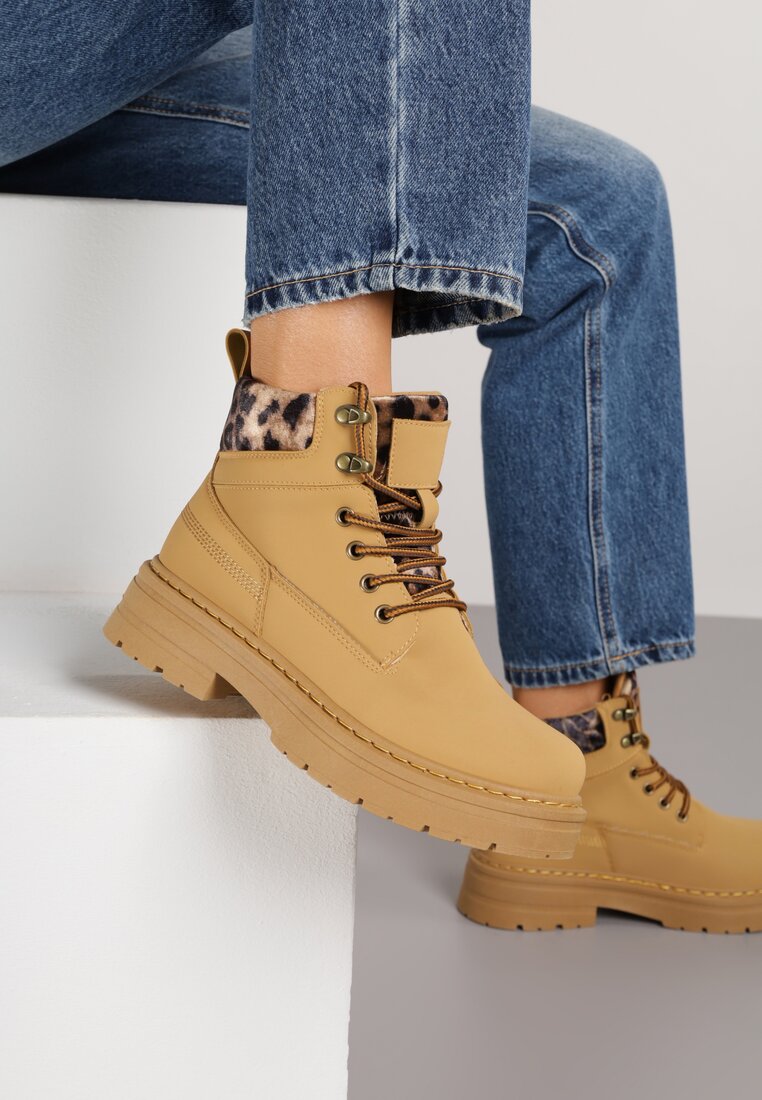 Brązowe Trapery Zdobione Wzorzystymi Wstawkami Vetiane