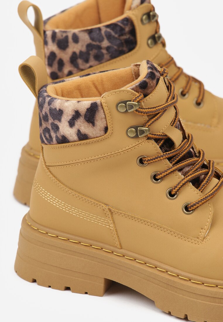 Brązowe Trapery Zdobione Wzorzystymi Wstawkami Vetiane