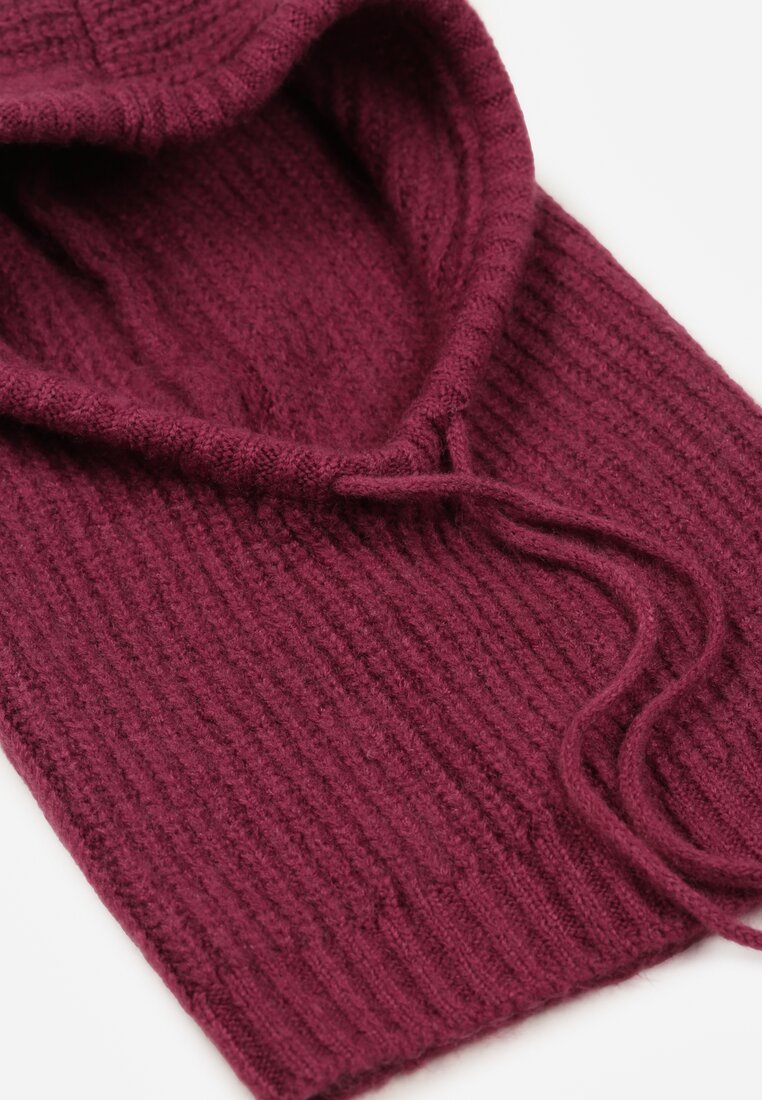 Czerwona Czapka Kominiarka z Wełną o Kroju Kaptura z Kominem Linezra