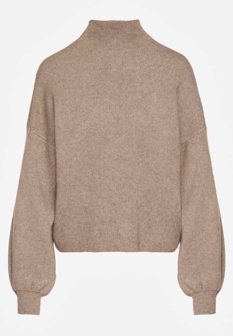 Beżowy Golf z Bufiastymi Rękawami Wedelia