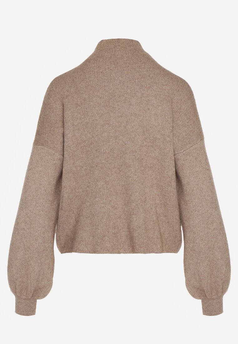 Beżowy Golf z Bufiastymi Rękawami Wedelia