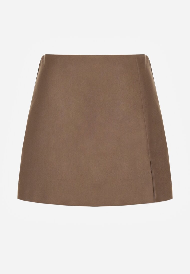 Beżowe Spódnico-Szorty Krótkie z Rozcięciem na Boku Irindel