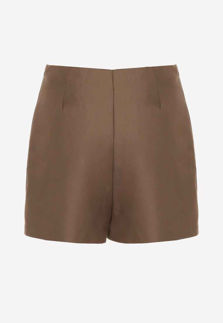 Beżowe Spódnico-Szorty Krótkie z Rozcięciem na Boku Irindel