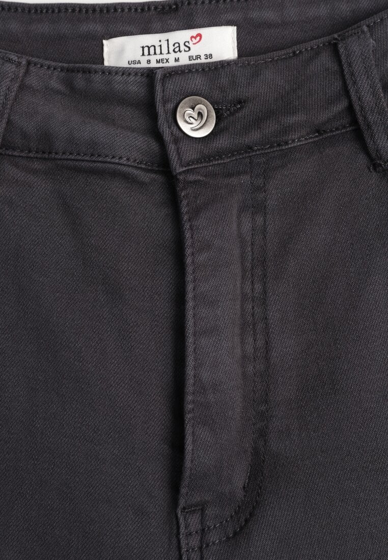 Ciemnoszare Szerokie Jeansy z Wysokim Stanem Vetiluna