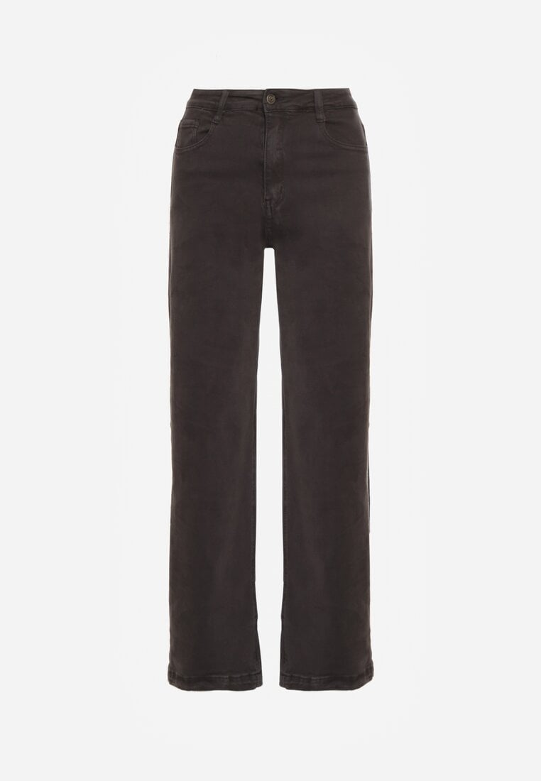 Ciemnoszare Szerokie Jeansy z Wysokim Stanem Vetiluna