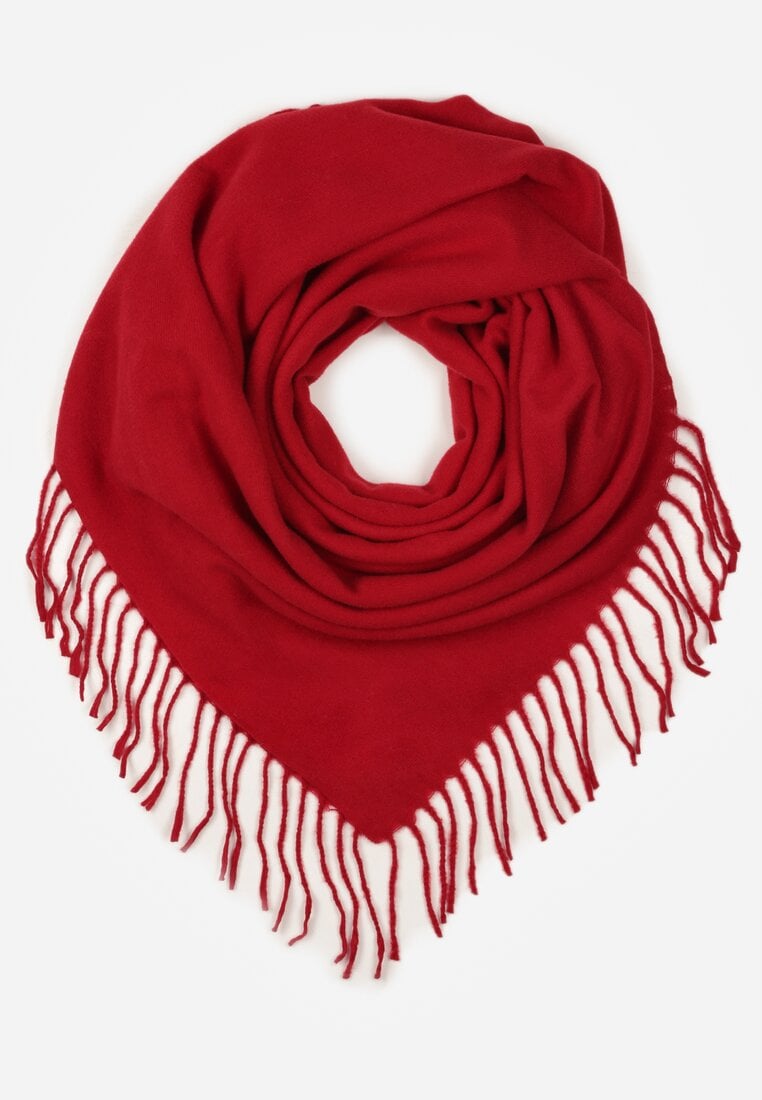 Czerwony Gładki Szalik z Frędzlami Vetiela