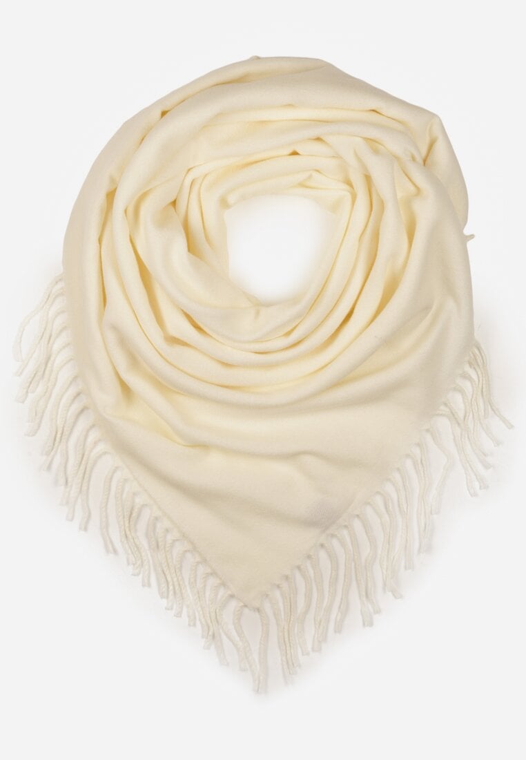 Jasnobeżowy Gładki Szalik z Frędzlami Vetiela