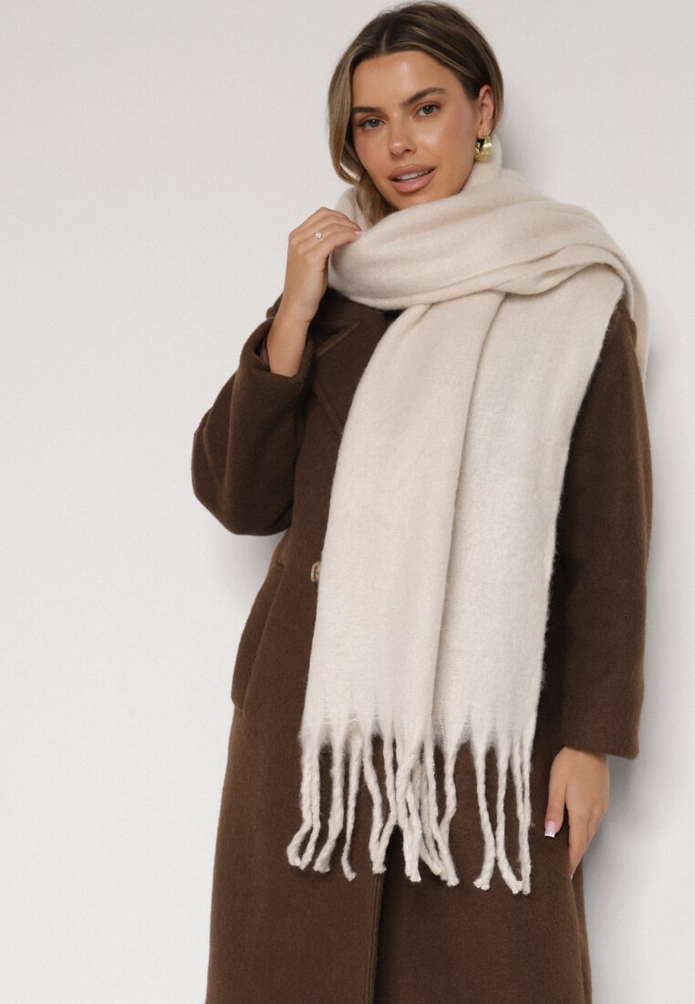 Jasnobeżowy Szalik z Frędzlami  Owedarria