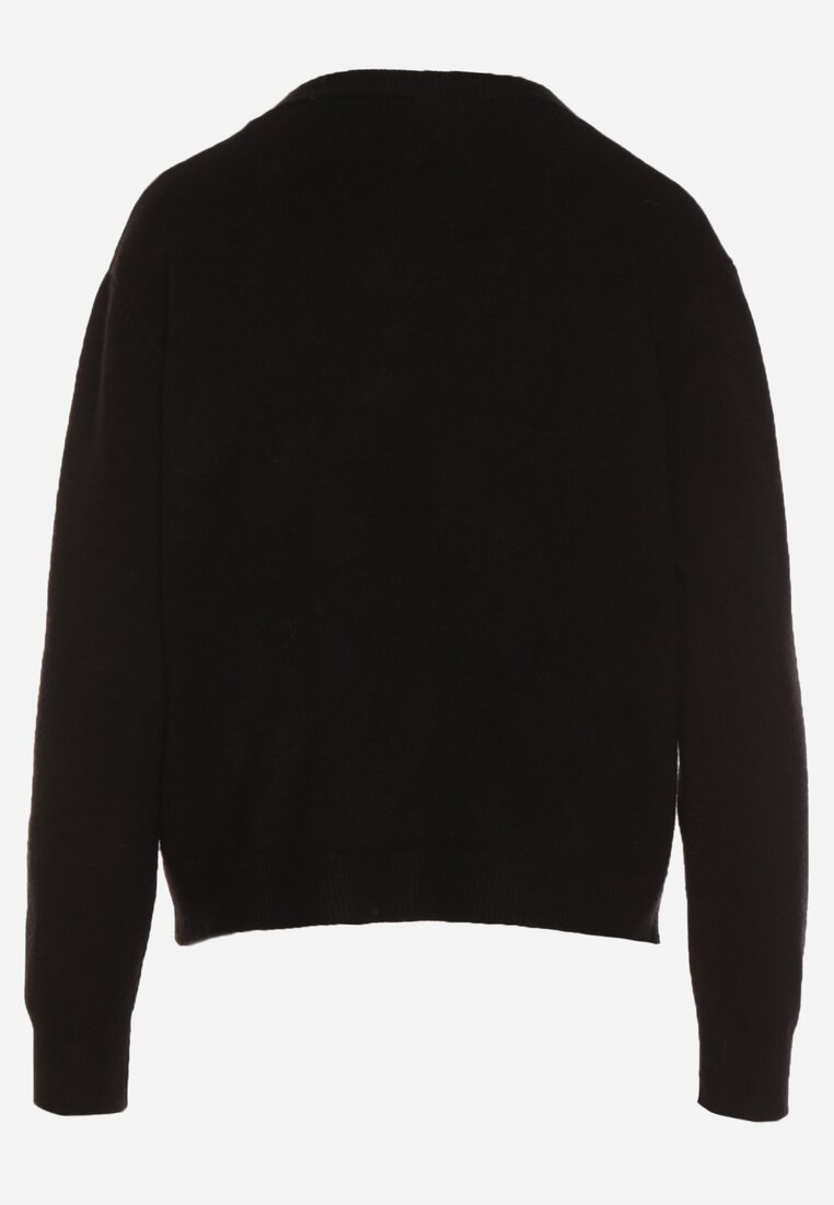 Czarny Rozpinany Kardigan z Dodatkiem Kaszmiru Vetirira