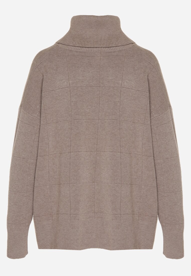 Ciemnobeżowy Golf w Klasycznym Stylu Linagela