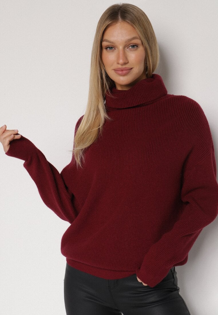 Bordowy Golf o Klasycznym Kroju z Kaszmirem Azifra