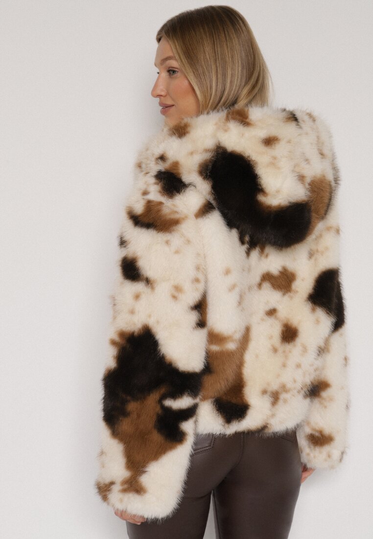 Wielokolorowa Kurtka Futerko o Dwurzędowym Kroju Oversize Nevisa