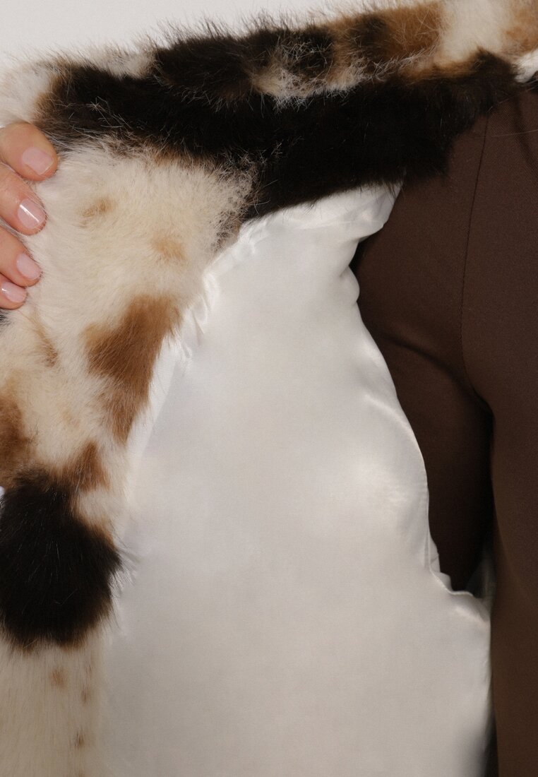 Wielokolorowa Kurtka Futerko o Dwurzędowym Kroju Oversize Nevisa