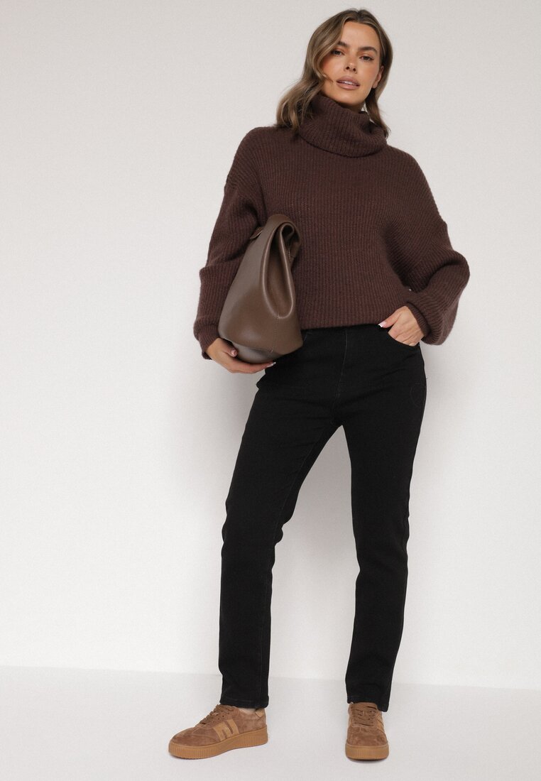 Czarne Bawełniane Jeansy Skinny z Regularnym Stanem Sewnela