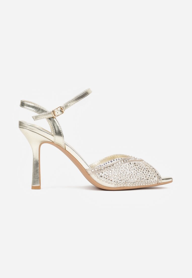 Złote Sandały na Szpilce z Cyrkoniami Aurefera