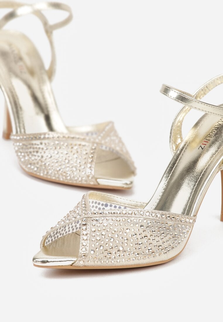 Złote Sandały na Szpilce z Cyrkoniami Aurefera