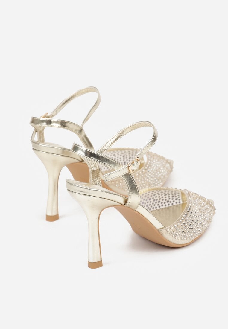 Złote Sandały na Szpilce z Cyrkoniami Aurefera