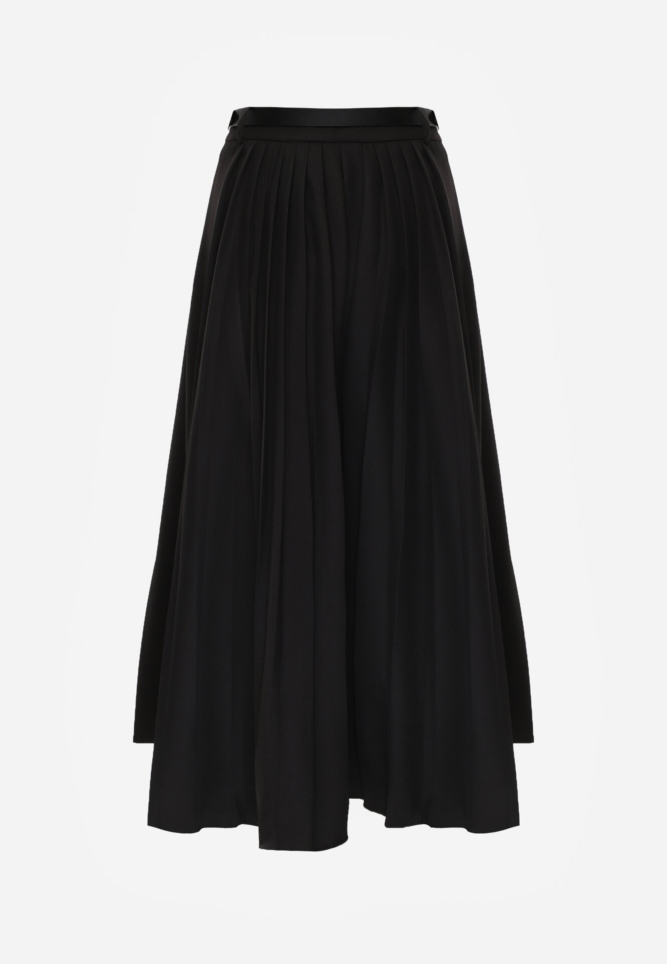 Czarna Wiskozowa Spódnica o Rozkloszowanym Kroju z Paskiem z Klamrą Lawedisa