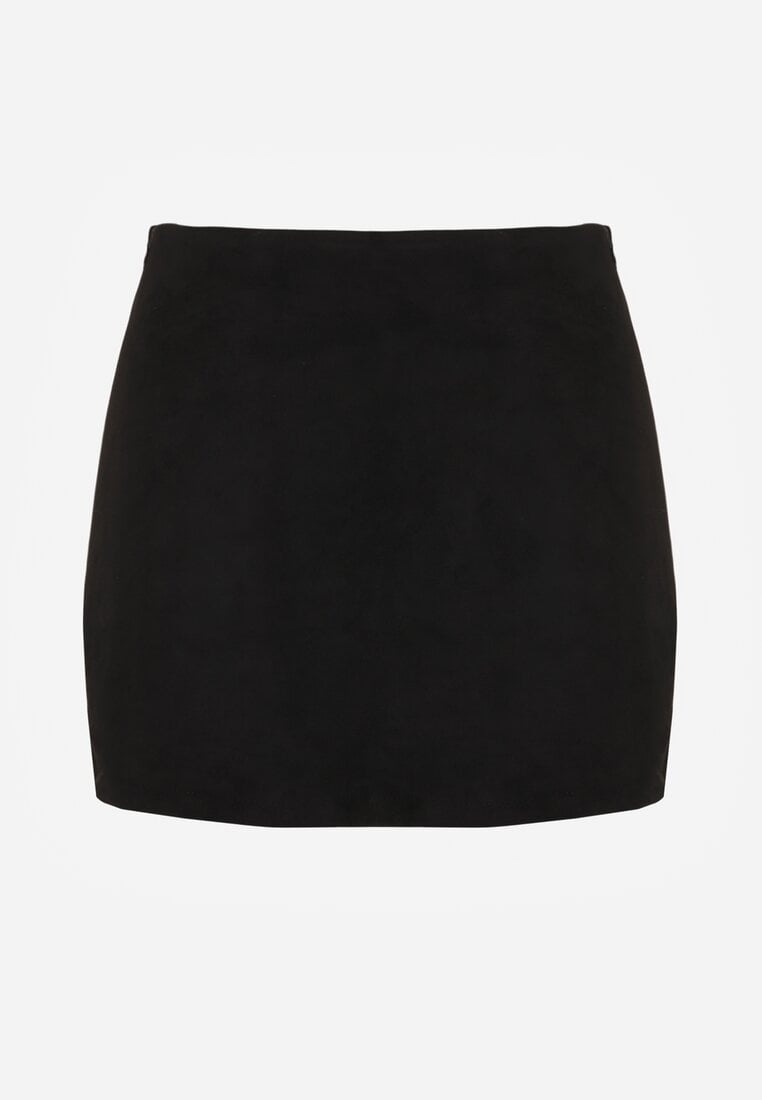 Czarne Spódnico-Szorty Zdobione Imitacją Kieszeni z Tyłu Sewrela