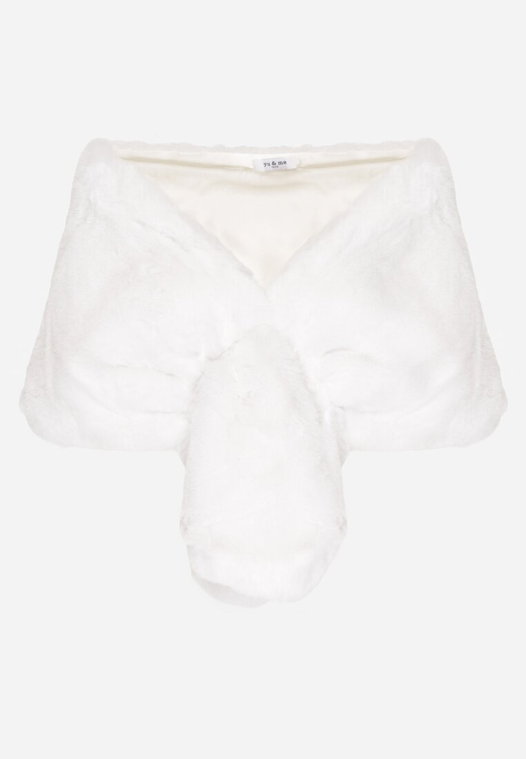 Białe Futrzane Ponczo Narzutka Bralinne