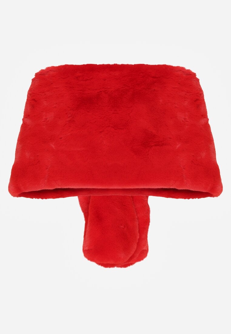 Czerwone Futrzane Ponczo Narzutka Bralinne