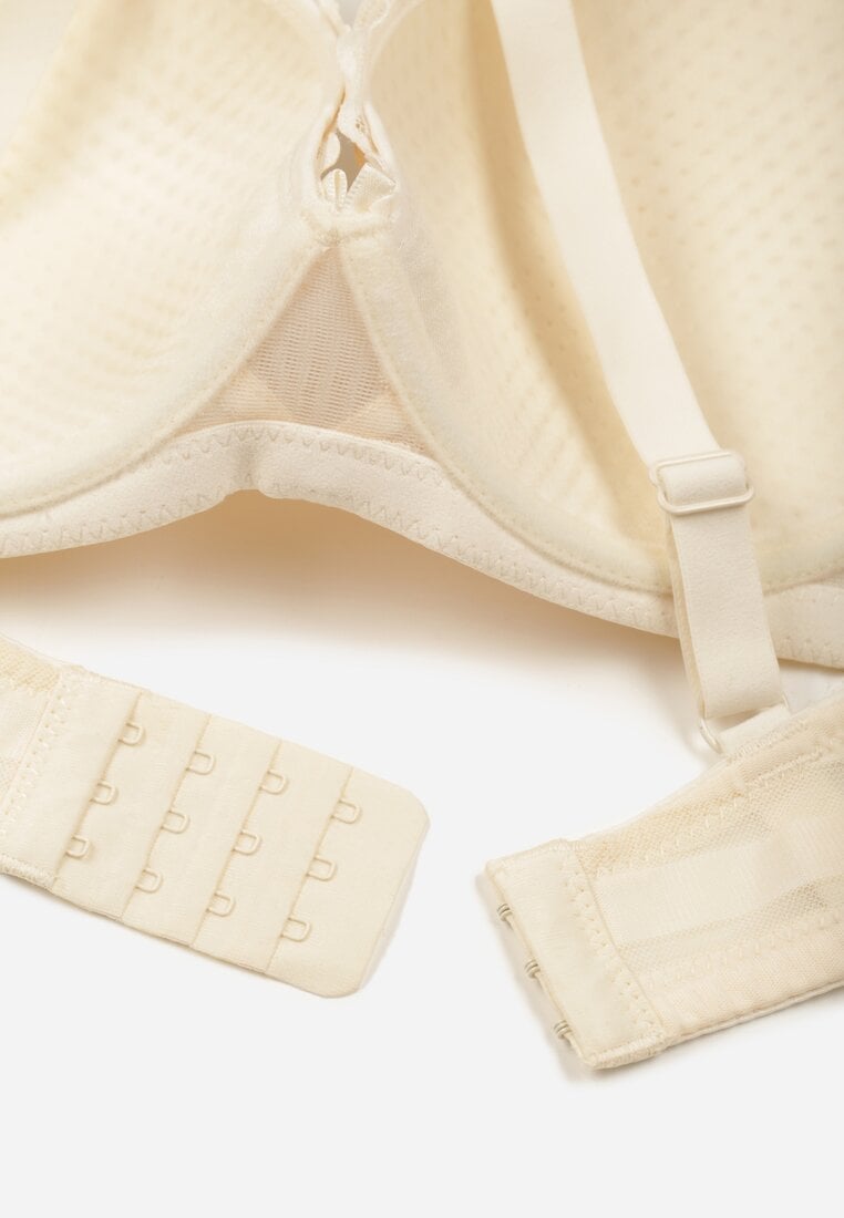 Jasnobeżowy Biustonosz Koronkowy z Kokardkami  Themikaia