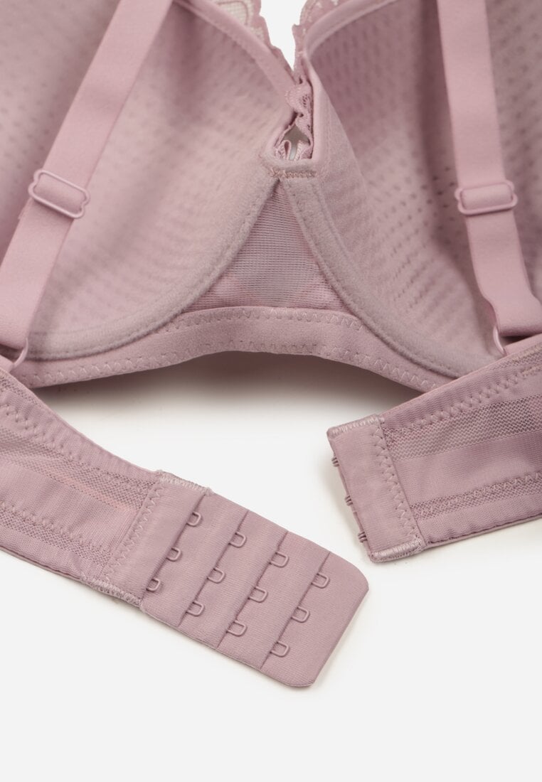 Fioletowy Biustonosz Koronkowy z Kokardkami  Themikaia