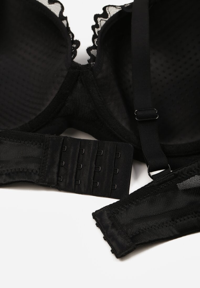 Czarny Biustonosz Koronkowy z Kokardkami  Themikaia