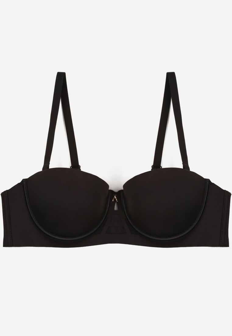 Czarny Gładki Biustonosz Balkonetka Dalilin