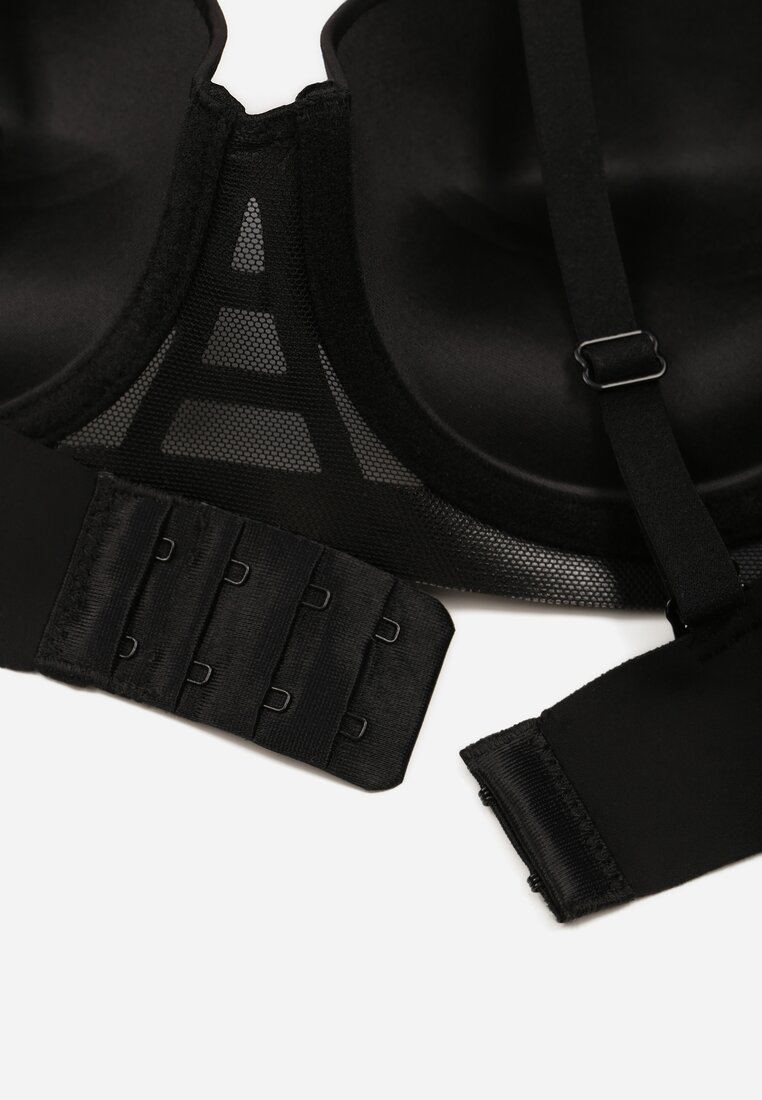 Czarny Gładki Biustonosz Balkonetka Dalilin