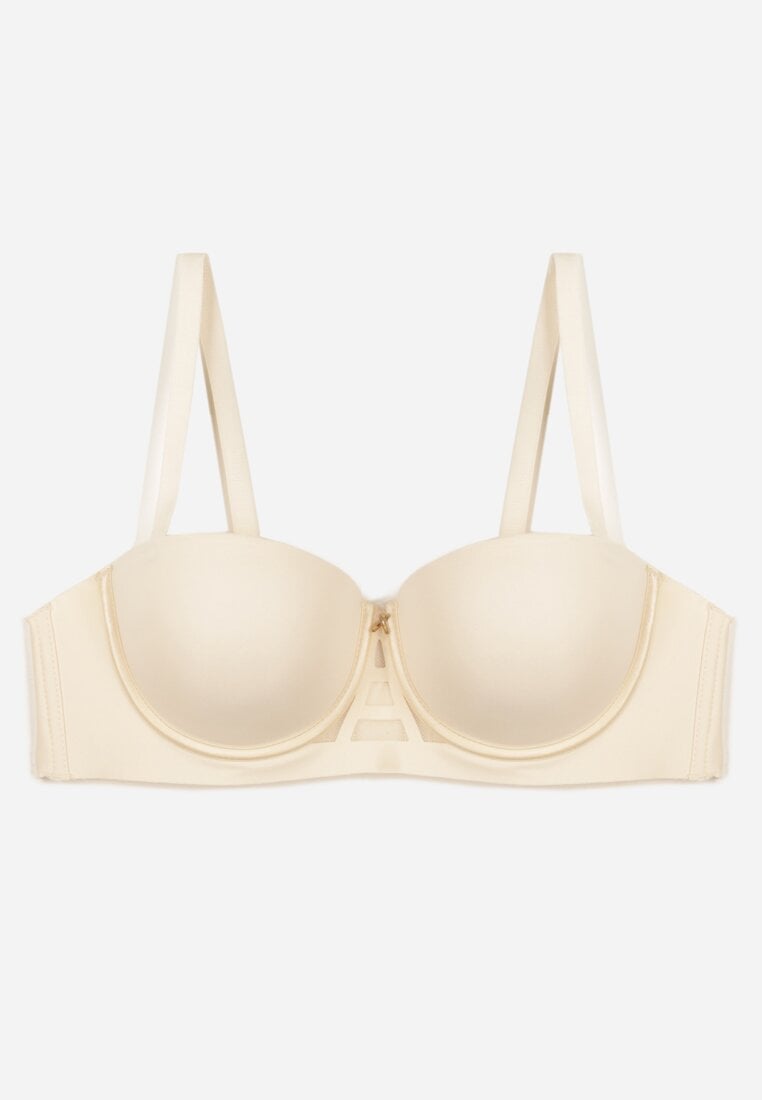 Jasnobeżowy Gładki Biustonosz Balkonetka Dalilin