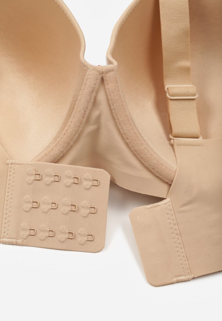 Beżowy Gładki Biustonosz Klasyczny Idahlina